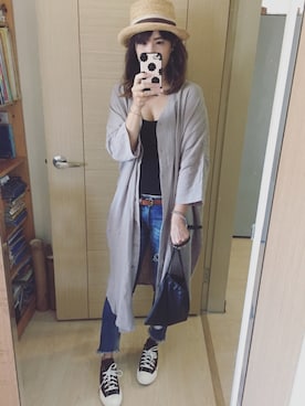 「Ungrid（アングリッド）のフレイドヘムストスリ（デニムパンツ）」を使った、Winnie C 🇹🇼さん（レディース・163cm）の秋コーディネート