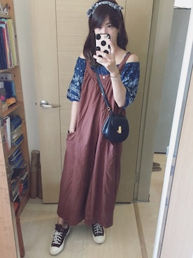 「moussy」｜「アイテム（サロペット/オーバーオール）」を使った、Winnie C 🇹🇼さん（レディース・163cm）の夏コーディネート