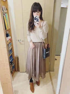 「Sam Edelman（サムエデルマン）のアイテム（ブーツ）」を使った、Winnie C 🇹🇼さん（レディース・163cm）の冬コーディネート