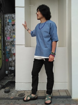 「AlexanderLeeChang（アレキサンダーリーチャン）のアイテム（トップス）」を使った、A.高橋さん（メンズ・171cm）の春コーディネート