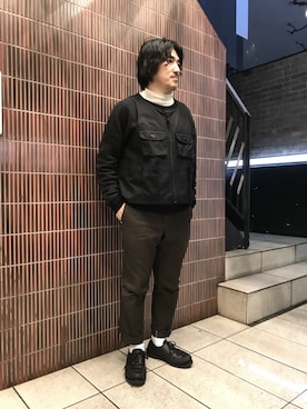 「MANASTASH（マナスタッシュ）のアイテム（ベスト）」を使った、A.高橋さん（メンズ・171cm）の春コーディネート