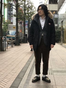 「パラブーツ」｜「アイテム（ダウンジャケット/コート）」を使った、A.高橋さん（メンズ・171cm）の冬コーディネート