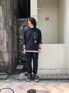 「and wander（アンドワンダー）のアイテム（トップス）」を使った、A.高橋さん（メンズ・171cm）の夏コーディネート