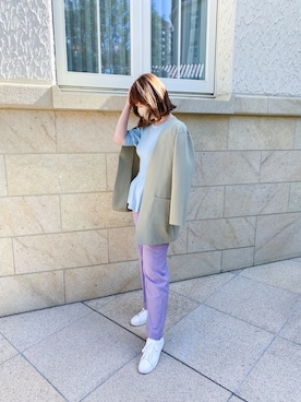 「titivate（ティティベイト）のアイテム（ノーカラージャケット）」を使った、Risaさん（レディース・168cm）の春コーディネート