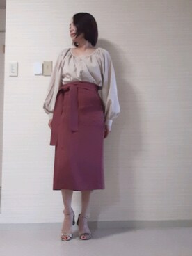 「STYLE DELI（スタイルデリ）のアイテム（スカート）」を使った、tomonsさん（レディース・155cm）の春コーディネート