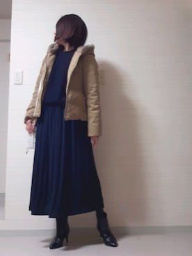 「Perle Peche（ペルルペッシュ）のアイテム」を使った、tomonsさん（レディース・155cm）の冬コーディネート