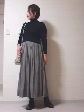 「STYLE DELI（スタイルデリ）のアイテム（スカート）」を使った、tomonsさん（レディース・155cm）の冬コーディネート