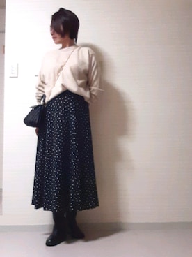 「STYLE DELI（スタイルデリ）のアイテム（スカート）」を使った、tomonsさん（レディース・155cm）の冬コーディネート