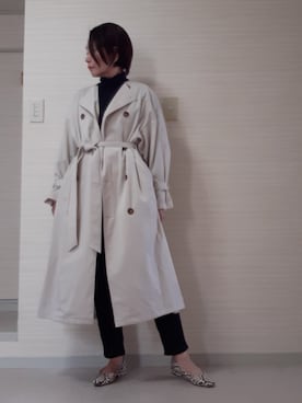 「タートルネックカットソー」｜「アイテム（ジャケット/アウター）」を使った、tomonsさん（レディース・155cm）の春コーディネート