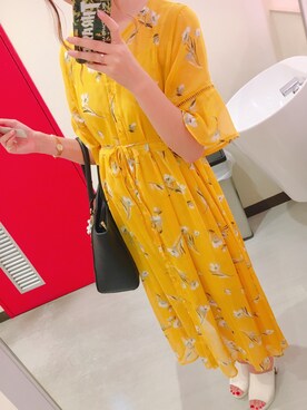 「Heather（ヘザー）のアイテム（ワンピース、イエロー系）」を使った、하서윤さん（レディース・164cm）の春コーディネート