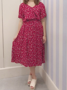 「Heather（ヘザー）のアイテム（ワンピース、レッド系）」を使った、하서윤さん（レディース・164cm）の春コーディネート