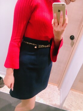 「CECIL McBEE（セシルマクビー）のアイテム（スカート、ブルー系）」を使った、하서윤さん（レディース・164cm）の秋コーディネート