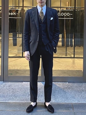 「KASHIYAMA（カシヤマ）のアイテム」を使った、カシヤマさん（メンズ・176cm）の秋コーディネート