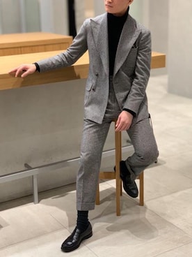 「アイテム（スーツパンツ）」を使った、カシヤマさん（メンズ・169cm）の冬コーディネート