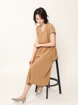 「KASHIYAMA（カシヤマ）のアイテム」を使った、カシヤマさん（レディース・163cm）の春コーディネート