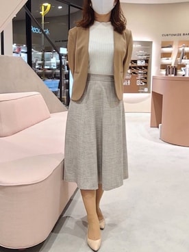 「アイテム（ノーカラージャケット）」を使った、カシヤマさん（レディース・150cm）の春コーディネート