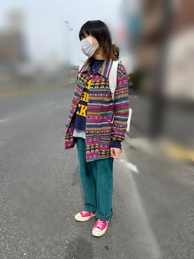 「FLAMINGOのアイテム（ジャケット/アウター、その他）」を使った、s.hさん（レディース・163cm）の春コーディネート