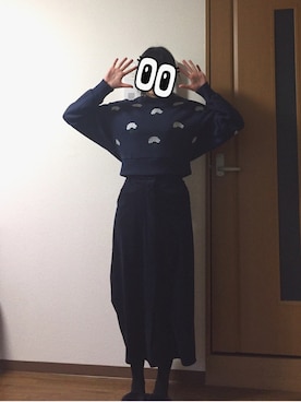 「mame（マメ）のアイテム（スウェット）」を使った、mさん（レディース・166cm）の冬コーディネート