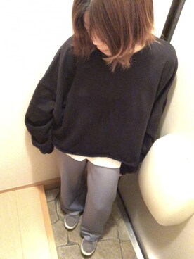 「袖ボリューム」｜「アイテム（スウェット）」を使った、eriさん（レディース・160cm）の春コーディネート