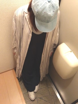 「ロングシャツ」｜「アイテム（サロペット/オーバーオール）」を使った、eriさん（レディース・160cm）の春コーディネート