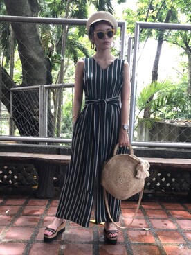 「アイテム（ワンピース、その他）」を使った、関本香里さん（レディース・160cm）の夏コーディネート