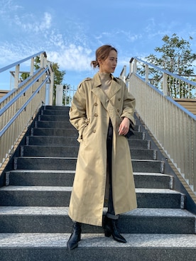 「MURUA（ムルーア）のアレンジトレンチコート（トレンチコート、ベージュ系）」を使った、関本香里さん（レディース・160cm）の春コーディネート