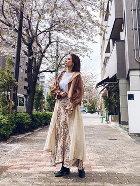 「シースルー」｜「アイテム（トレンチコート）」を使った、関本香里さん（レディース・160cm）の春コーディネート