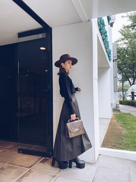 「MURUA（ムルーア）のマニッシュハット（ハット、ブラウン系）」を使った、関本香里さん（レディース・160cm）の夏コーディネート