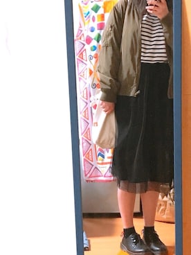 「アイテム（MA-1）」を使った、ちぃさん（レディース・162cm・20代）の春コーディネート