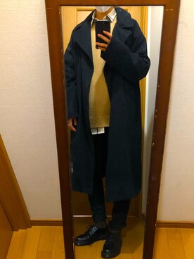 「INTER FACTORY（インターファクトリー）のWEARISTA tai × INTER FACTORY　パーツレスオーバーサイズトレンチコート（トレンチコート）」を使った、SUKEさん（メンズ・178cm）の冬コーディネート