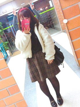 「アイテム（イヤリング）」を使った、つぼやん☺︎さん（レディース・156cm・20代）の冬コーディネート