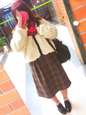 「アイテム（イヤリング）」を使った、つぼやん☺︎さん（レディース・156cm・20代）の冬コーディネート
