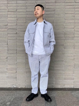 「アイテム（モカシン/デッキシューズ）」を使った、山本 貴洋さん（メンズ・169cm）の春コーディネート