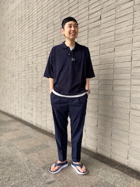 「アイテム（ポロシャツ）」を使った、山本 貴洋さん（メンズ・169cm）の春コーディネート