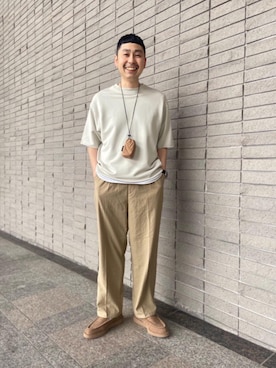 「アイテム（ポーチ、ブラウン系）」を使った、山本 貴洋さん（メンズ・169cm）の春コーディネート