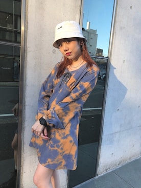 「ミックスコーデ」｜「アイテム（ワンピース/ドレス）」を使った、林 奈実さん（レディース・154cm）の春コーディネート
