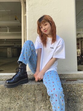 X-girl（エックスガール）の「EMBROIDERED FLOWER DENIM PANTS（その他 