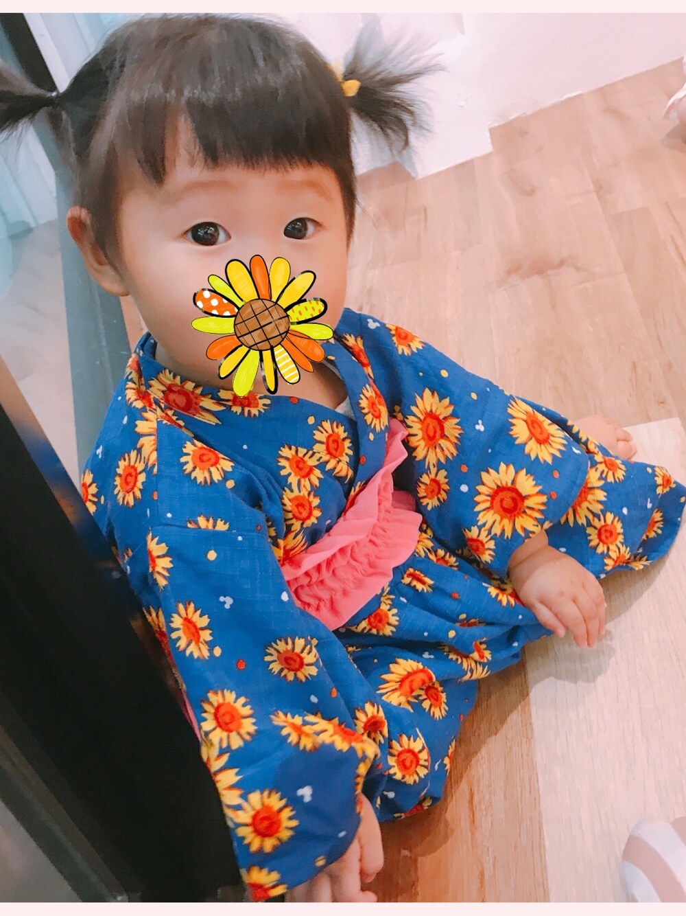 「Disneyのアイテム（浴衣、ブルー系）」を使った、hmrさん（キッズ・70cm）の夏コーディネートの1枚目の写真