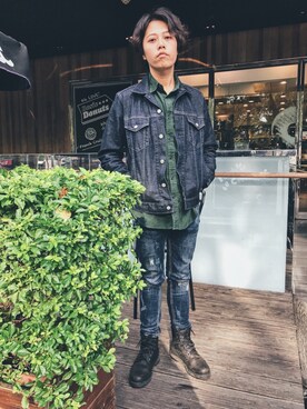 「アイテム（デニムジャケット）」を使った、季冠廷さん（メンズ・165cm・20代）の春コーディネート