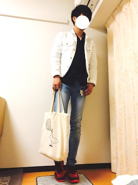 「HVC（エイチブイシー）のアイテム（トップス）」を使った、HIROMASAさん（メンズ・186cm）の春コーディネート