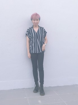「PULL&BEAR（プルアンドベア）のアイテム（スラックス）」を使った、alexさん（メンズ・161cm）の夏コーディネート