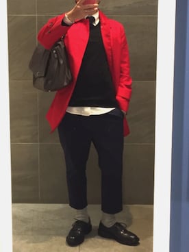 「MACKINTOSH PHILOSOPHY（ﾏｯｷﾝﾄｯｼｭ ﾌｨﾛｿﾌｨｰ）のアイテム（ステンカラーコート）」を使った、Hayakeeeenさん（メンズ・163cm）の冬コーディネート