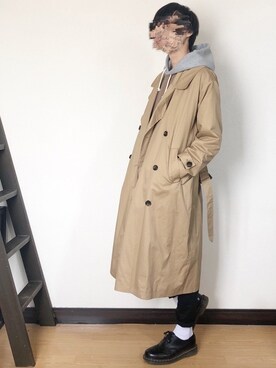 「マーチン」｜「アイテム（トレンチコート）」を使った、ゆーつんさん（メンズ・173cm）の春コーディネート
