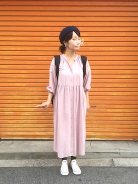 「passage mignon/flaneur（パサージュミニョンフラヌール）のアイテム（ハンチング/ベレー帽）」を使った、a:mingさん（レディース・159cm）の秋コーディネート