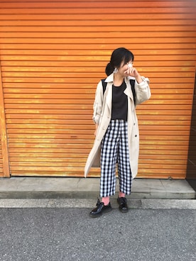 「NANO universe（ナノユニバース）のアイテム（トレンチコート）」を使った、a:mingさん（レディース・159cm）の春コーディネート