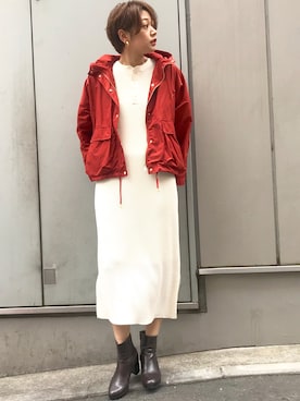 「ワッフル」｜「アイテム（マウンテンパーカー）」を使った、naomiさん（レディース・168cm）の秋コーディネート