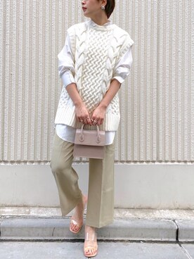 「CIAOPANIC（チャオパニック）の【WEB限定】センタープレスタックパンツ（その他パンツ）」を使った、naomiさん（レディース・168cm）の秋コーディネート