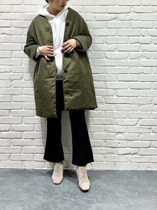 Ciaopanicノーカラーロング丈ダウンコート CIAOPANIC（チャオパニック）の「ノーカラーロング丈ダウン