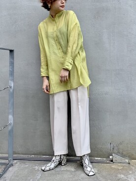 「CIAOPANIC（チャオパニック）の【WEB限定】センタープレスタックパンツ（その他パンツ）」を使った、naomiさん（レディース・168cm）の冬コーディネート