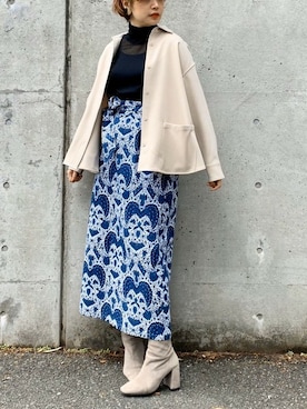 「ラップスカート」｜「アイテム（その他アウター）」を使った、naomiさん（レディース・168cm）の冬コーディネート